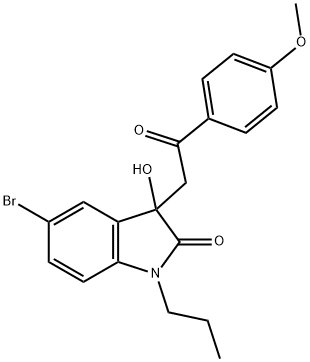 5-bromo-3-hydroxy-3-[2-(4-methoxyphenyl)-2-oxoethyl]-1-propyl-1,3-dihydro-2H-indol-2-one Struktur