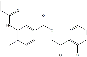 2-(2-chlorophenyl)-2-oxoethyl 4-methyl-3-(propionylamino)benzoate Struktur