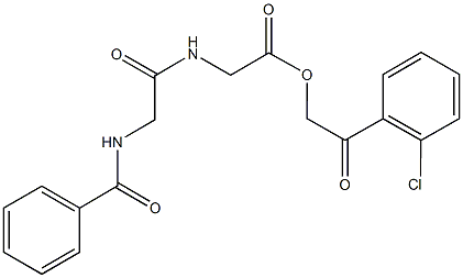 2-(2-chlorophenyl)-2-oxoethyl {[(benzoylamino)acetyl]amino}acetate Struktur