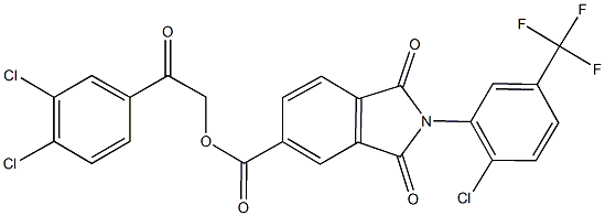 2-(3,4-dichlorophenyl)-2-oxoethyl 2-[2-chloro-5-(trifluoromethyl)phenyl]-1,3-dioxo-5-isoindolinecarboxylate Struktur