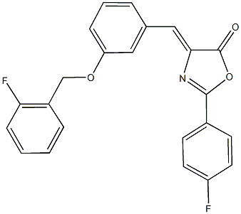 4-{3-[(2-fluorobenzyl)oxy]benzylidene}-2-(4-fluorophenyl)-1,3-oxazol-5(4H)-one Struktur