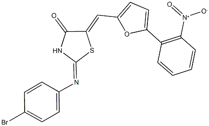 2-[(4-bromophenyl)imino]-5-[(5-{2-nitrophenyl}-2-furyl)methylene]-1,3-thiazolidin-4-one Struktur