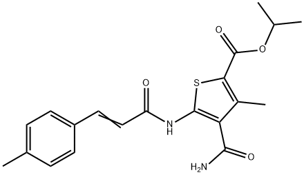 isopropyl 4-(aminocarbonyl)-3-methyl-5-{[3-(4-methylphenyl)acryloyl]amino}-2-thiophenecarboxylate Struktur