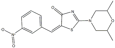 2-(2,6-dimethyl-4-morpholinyl)-5-{3-nitrobenzylidene}-1,3-thiazol-4(5H)-one Struktur