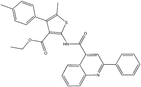 ethyl 5-methyl-4-(4-methylphenyl)-2-{[(2-phenylquinolin-4-yl)carbonyl]amino}thiophene-3-carboxylate Struktur