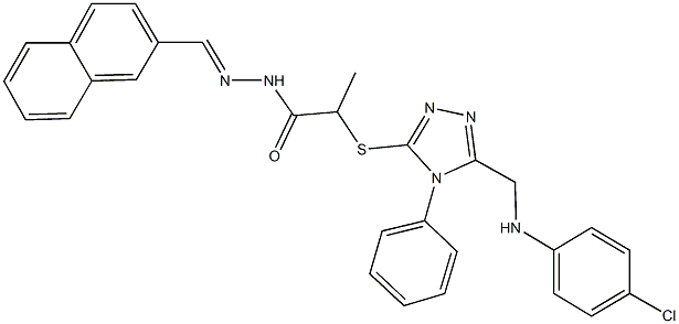 2-({5-[(4-chloroanilino)methyl]-4-phenyl-4H-1,2,4-triazol-3-yl}sulfanyl)-N'-(2-naphthylmethylene)propanohydrazide Struktur