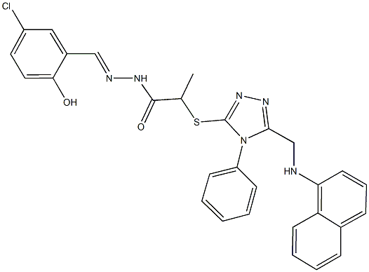 N'-(5-chloro-2-hydroxybenzylidene)-2-({5-[(1-naphthylamino)methyl]-4-phenyl-4H-1,2,4-triazol-3-yl}sulfanyl)propanohydrazide Struktur