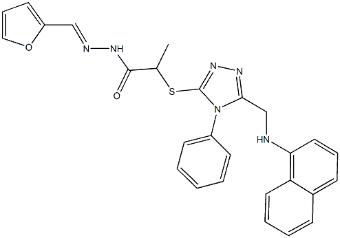 N'-(2-furylmethylene)-2-({5-[(1-naphthylamino)methyl]-4-phenyl-4H-1,2,4-triazol-3-yl}sulfanyl)propanohydrazide Struktur