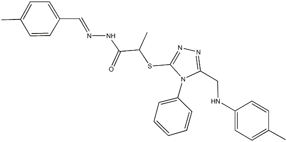 N'-(4-methylbenzylidene)-2-{[4-phenyl-5-(4-toluidinomethyl)-4H-1,2,4-triazol-3-yl]sulfanyl}propanohydrazide Struktur