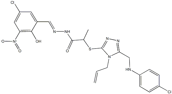 2-({4-allyl-5-[(4-chloroanilino)methyl]-4H-1,2,4-triazol-3-yl}sulfanyl)-N'-{5-chloro-2-hydroxy-3-nitrobenzylidene}propanohydrazide Struktur