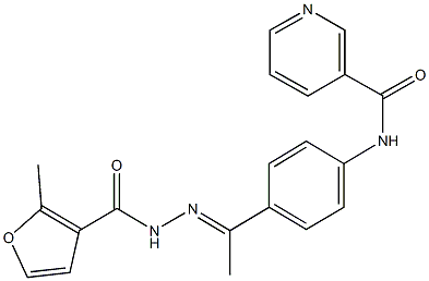 N-{4-[N-(2-methyl-3-furoyl)ethanehydrazonoyl]phenyl}nicotinamide Struktur