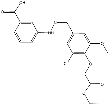 3-{2-[3-chloro-4-(2-ethoxy-2-oxoethoxy)-5-methoxybenzylidene]hydrazino}benzoic acid Struktur