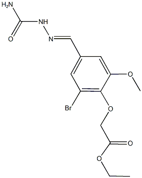 ethyl {4-[2-(aminocarbonyl)carbohydrazonoyl]-2-bromo-6-methoxyphenoxy}acetate Struktur