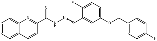 N'-{2-bromo-5-[(4-fluorobenzyl)oxy]benzylidene}-2-quinolinecarbohydrazide Struktur