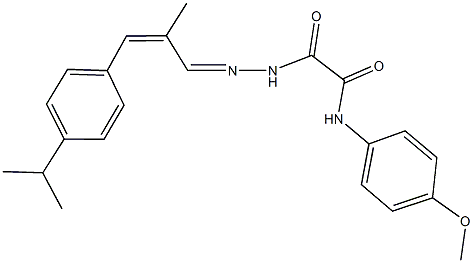 2-{2-[3-(4-isopropylphenyl)-2-methyl-2-propenylidene]hydrazino}-N-(4-methoxyphenyl)-2-oxoacetamide Struktur