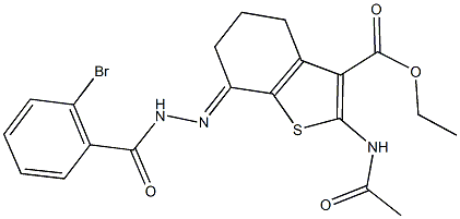 ethyl 2-(acetylamino)-7-[(2-bromobenzoyl)hydrazono]-4,5,6,7-tetrahydro-1-benzothiophene-3-carboxylate Struktur