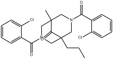 3,7-bis(2-chlorobenzoyl)-1-methyl-5-propyl-3,7-diazabicyclo[3.3.1]nonan-9-one Struktur