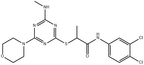 N-(3,4-dichlorophenyl)-2-{[4-(methylamino)-6-(4-morpholinyl)-1,3,5-triazin-2-yl]sulfanyl}propanamide Struktur