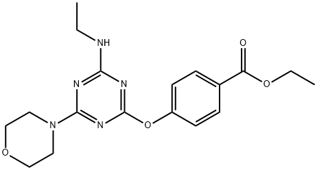 ethyl 4-{[4-(ethylamino)-6-(4-morpholinyl)-1,3,5-triazin-2-yl]oxy}benzoate Struktur