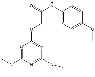 2-{[4,6-bis(dimethylamino)-1,3,5-triazin-2-yl]oxy}-N-(4-methoxyphenyl)acetamide Struktur