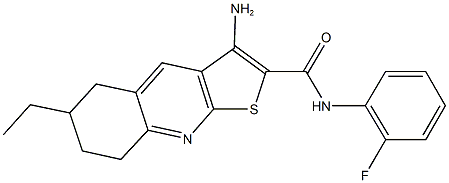 3-amino-6-ethyl-N-(2-fluorophenyl)-5,6,7,8-tetrahydrothieno[2,3-b]quinoline-2-carboxamide Struktur