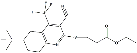 ethyl 3-{[6-tert-butyl-3-cyano-4-(trifluoromethyl)-5,6,7,8-tetrahydroquinolin-2-yl]sulfanyl}propanoate Struktur