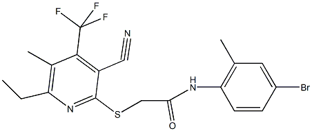 N-(4-bromo-2-methylphenyl)-2-{[3-cyano-6-ethyl-5-methyl-4-(trifluoromethyl)pyridin-2-yl]sulfanyl}acetamide Struktur