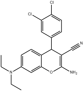 2-amino-4-(3,4-dichlorophenyl)-7-(diethylamino)-4H-chromene-3-carbonitrile Struktur