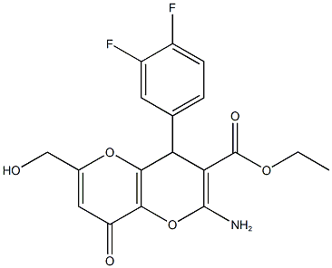 ethyl 2-amino-4-(3,4-difluorophenyl)-6-(hydroxymethyl)-8-oxo-4,8-dihydropyrano[3,2-b]pyran-3-carboxylate Struktur