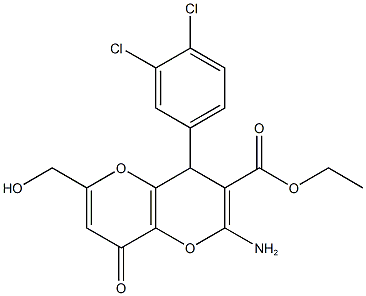 ethyl 2-amino-4-(3,4-dichlorophenyl)-6-(hydroxymethyl)-8-oxo-4,8-dihydropyrano[3,2-b]pyran-3-carboxylate Struktur