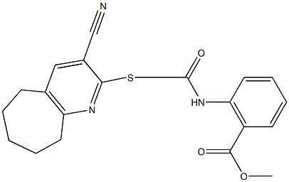 methyl 2-({[(3-cyano-6,7,8,9-tetrahydro-5H-cyclohepta[b]pyridin-2-yl)sulfanyl]acetyl}amino)benzoate Struktur