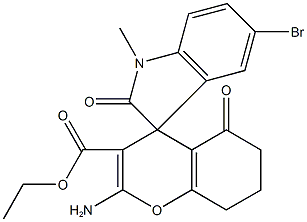 ethyl 2-amino-5'-bromo-1'-methyl-2',5-dioxo-1',3',5,6,7,8-hexahydrospiro[4H-chromene-4,3'-(2'H)-indole]-3-carboxylate Struktur