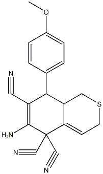 6-amino-8-(4-methoxyphenyl)-8,8a-dihydro-1H-isothiochromene-5,5,7(3H)-tricarbonitrile Struktur