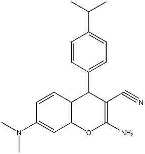 2-amino-7-(dimethylamino)-4-(4-isopropylphenyl)-4H-chromene-3-carbonitrile Struktur