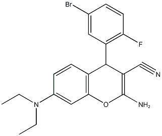 2-amino-4-(5-bromo-2-fluorophenyl)-7-(diethylamino)-4H-chromene-3-carbonitrile Struktur