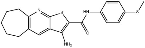 3-amino-N-[4-(methylsulfanyl)phenyl]-6,7,8,9-tetrahydro-5H-cyclohepta[b]thieno[3,2-e]pyridine-2-carboxamide Struktur