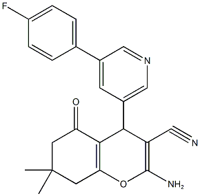 2-amino-4-[5-(4-fluorophenyl)-3-pyridinyl]-7,7-dimethyl-5-oxo-5,6,7,8-tetrahydro-4H-chromene-3-carbonitrile Struktur