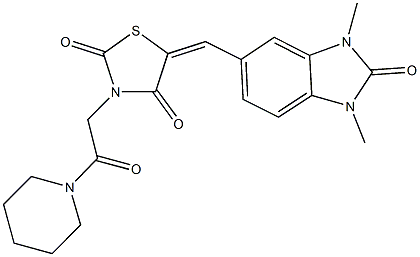 5-[(1,3-dimethyl-2-oxo-2,3-dihydro-1H-benzimidazol-5-yl)methylene]-3-[2-oxo-2-(1-piperidinyl)ethyl]-1,3-thiazolidine-2,4-dione Struktur