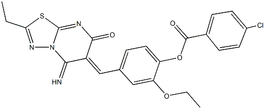 2-ethoxy-4-[(2-ethyl-5-imino-7-oxo-5H-[1,3,4]thiadiazolo[3,2-a]pyrimidin-6(7H)-ylidene)methyl]phenyl 4-chlorobenzoate Struktur