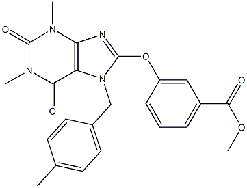 methyl 3-{[1,3-dimethyl-7-(4-methylbenzyl)-2,6-dioxo-2,3,6,7-tetrahydro-1H-purin-8-yl]oxy}benzoate Struktur