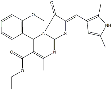 ethyl 2-[(2,5-dimethyl-1H-pyrrol-3-yl)methylene]-5-(2-methoxyphenyl)-7-methyl-3-oxo-2,3-dihydro-5H-[1,3]thiazolo[3,2-a]pyrimidine-6-carboxylate Struktur