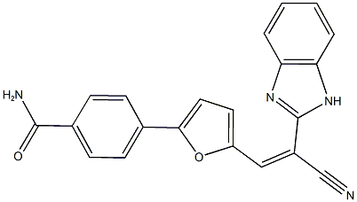 4-{5-[2-(1H-benzimidazol-2-yl)-2-cyanovinyl]-2-furyl}benzamide Struktur