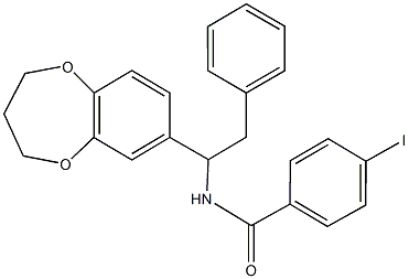 N-[1-(3,4-dihydro-2H-1,5-benzodioxepin-7-yl)-2-phenylethyl]-4-iodobenzamide Struktur