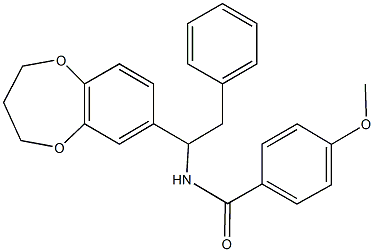 N-[1-(3,4-dihydro-2H-1,5-benzodioxepin-7-yl)-2-phenylethyl]-4-methoxybenzamide Struktur