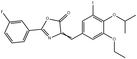 4-(3-ethoxy-5-iodo-4-isopropoxybenzylidene)-2-(3-fluorophenyl)-1,3-oxazol-5(4H)-one Struktur