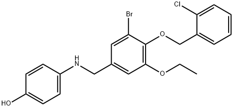 4-({3-bromo-4-[(2-chlorobenzyl)oxy]-5-ethoxybenzyl}amino)phenol Struktur