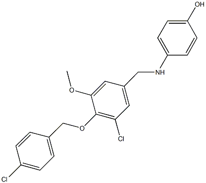 4-({3-chloro-4-[(4-chlorobenzyl)oxy]-5-methoxybenzyl}amino)phenol Struktur