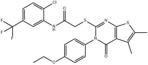 N-[2-chloro-5-(trifluoromethyl)phenyl]-2-{[3-(4-ethoxyphenyl)-5,6-dimethyl-4-oxo-3,4-dihydrothieno[2,3-d]pyrimidin-2-yl]sulfanyl}acetamide Struktur