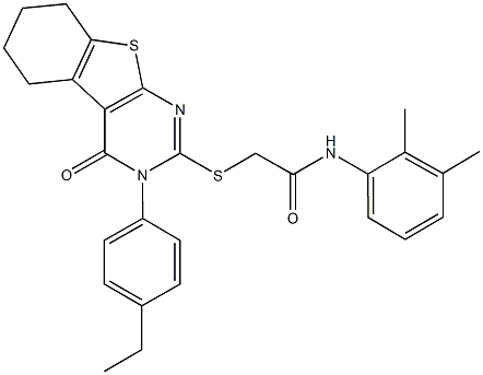 N-(2,3-dimethylphenyl)-2-{[3-(4-ethylphenyl)-4-oxo-3,4,5,6,7,8-hexahydro[1]benzothieno[2,3-d]pyrimidin-2-yl]sulfanyl}acetamide Struktur