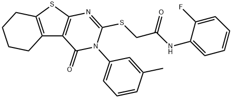 N-(2-fluorophenyl)-2-{[3-(3-methylphenyl)-4-oxo-3,4,5,6,7,8-hexahydro[1]benzothieno[2,3-d]pyrimidin-2-yl]sulfanyl}acetamide Struktur